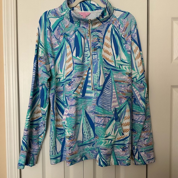 Colorful Lilly Pulitzer Sailboat Print Pullover - Picture 1 of 2